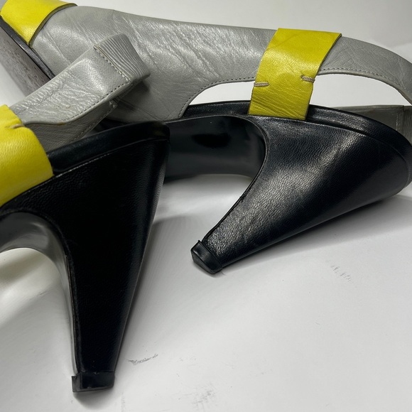 Miu Miu Sz 35 Leather Colorblock Slingback Heels Shoes - Picture 10 of 15